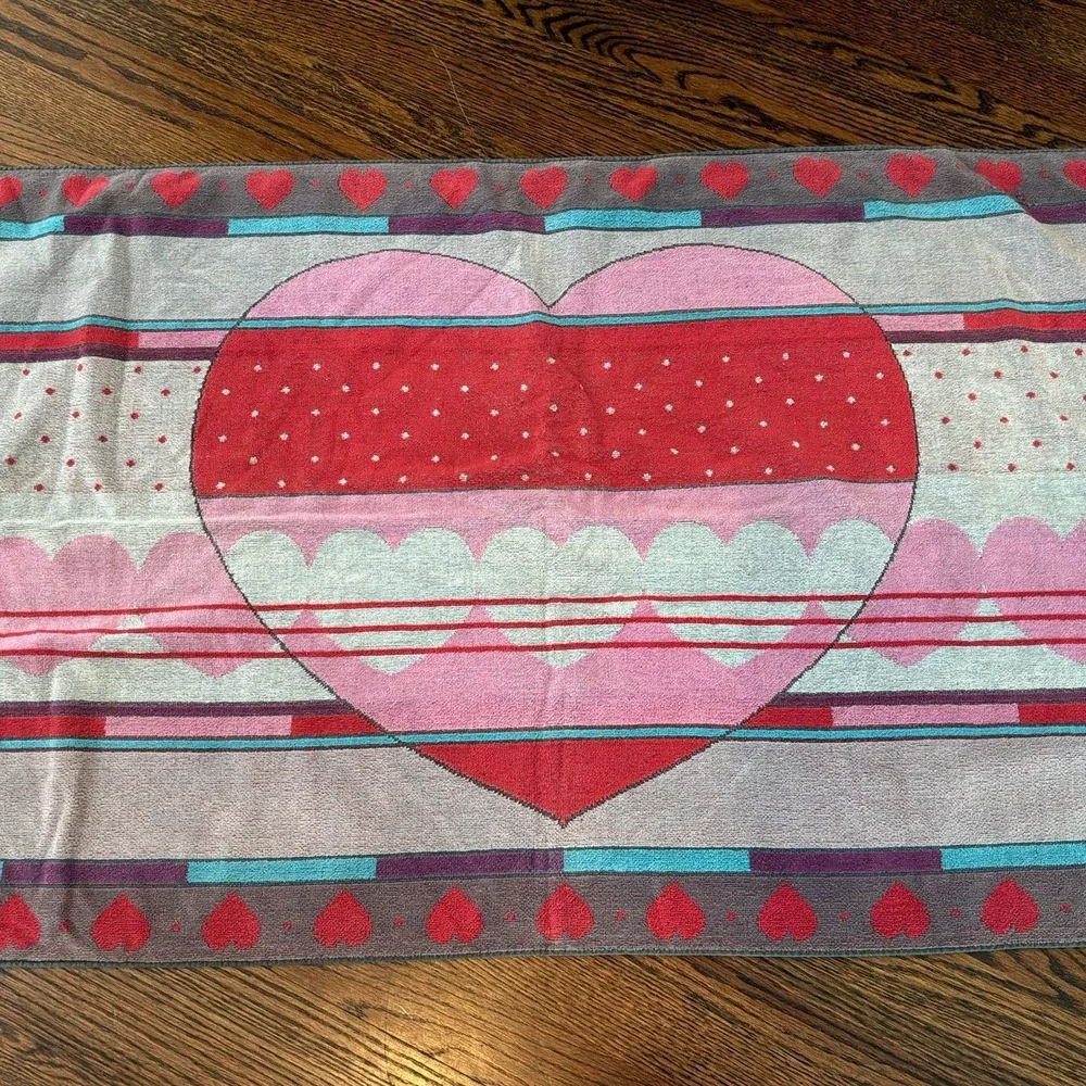 Vintage Ipanema Beach Towel Colorful‎ Hearts Valentine's Day Gift Romantic Love